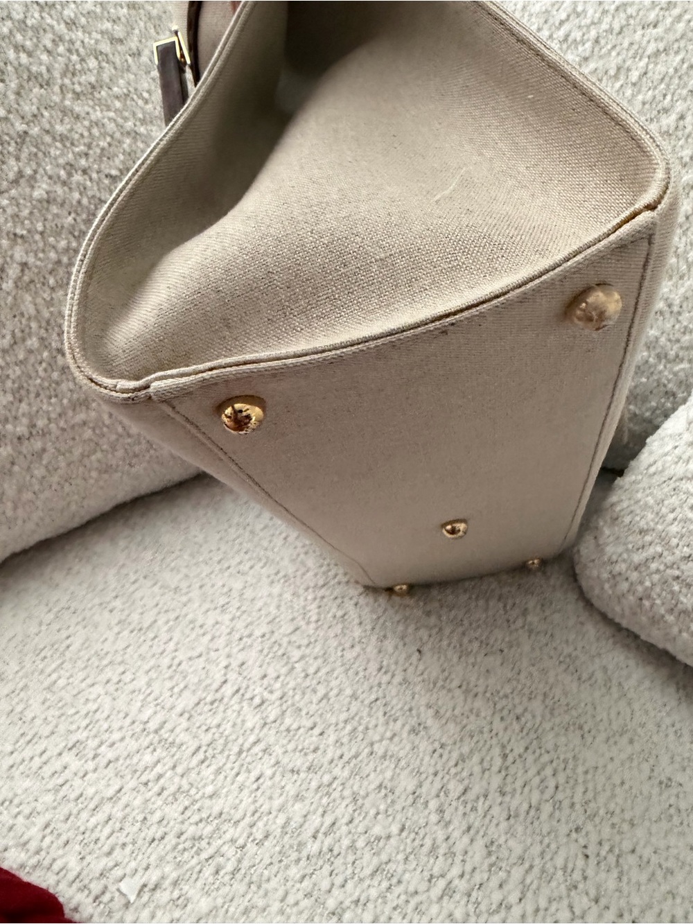 Fendi Beige Canvas Tote with Brown Leather Handles and Gold Hardware - Picture 5 of 13